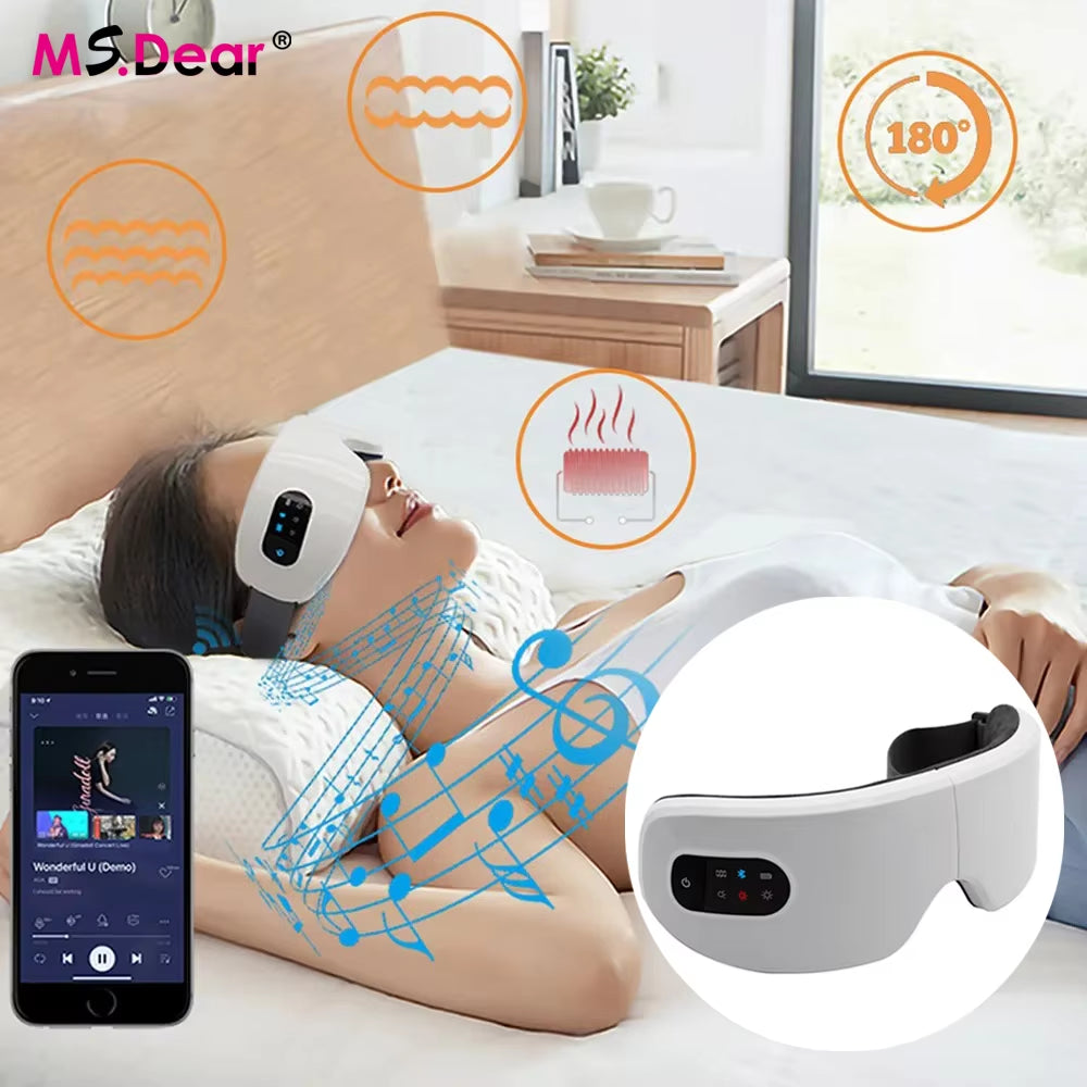4D Smart Eye Massager Wireless Vibration Eye Care Instrument Hot Compress Bluetooth Eye Massage Glasses Fatigue Pouch Wrinkle