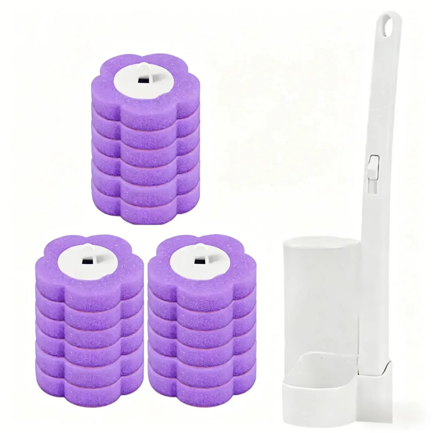 18/36Pcs Disposable Toilet Brush Set No Cleaning Long Handle Wall-Mounted Wc Cleaning Tool Kit with Replaceable Brush Head