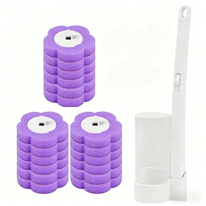 18/36Pcs Disposable Toilet Brush Set No Cleaning Long Handle Wall-Mounted Wc Cleaning Tool Kit with Replaceable Brush Head