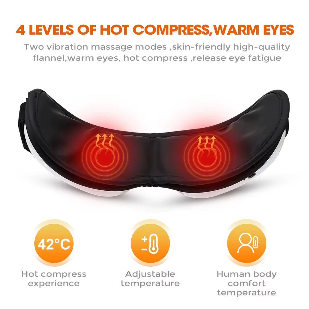 4D Smart Eye Massager Wireless Vibration Eye Care Instrument Hot Compress Bluetooth Eye Massage Glasses Fatigue Pouch Wrinkle