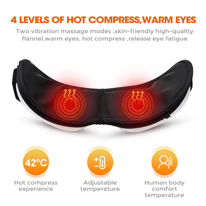 4D Smart Eye Massager Wireless Vibration Eye Care Instrument Hot Compress Bluetooth Eye Massage Glasses Fatigue Pouch Wrinkle