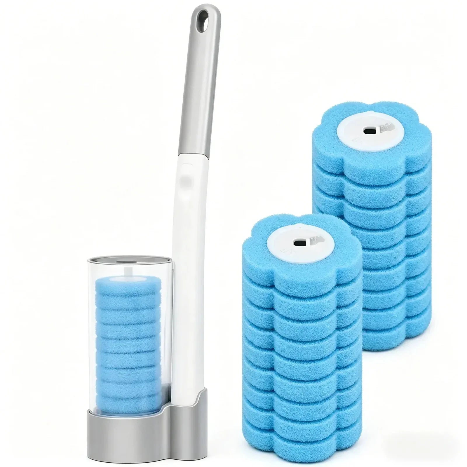18/36Pcs Disposable Toilet Brush Set No Cleaning Long Handle Wall-Mounted Wc Cleaning Tool Kit with Replaceable Brush Head