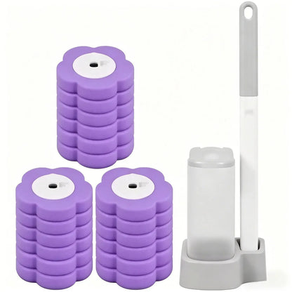 18/36Pcs Disposable Toilet Brush Set No Cleaning Long Handle Wall-Mounted Wc Cleaning Tool Kit with Replaceable Brush Head